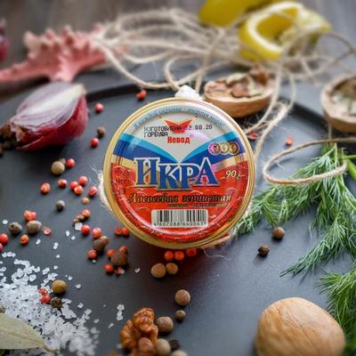 Икра лососевых стеклянная банка 90 гр.